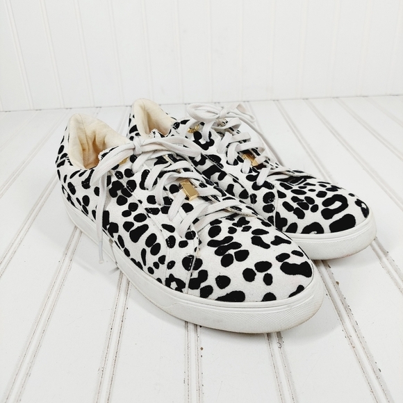 Topshop Women Black White Leopard Print Canvas Sneakers A990 - Picture 4 of 14